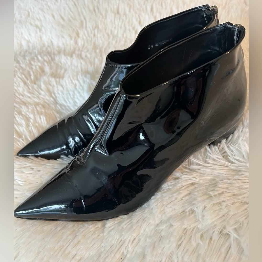 Black Patent Leather Ankle Boots Size 8 - Picture 3 of 9